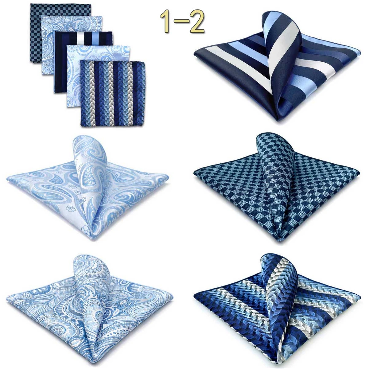 5 Pack Set Mens Pocket Square Handkerchief Multiple Designs Paisley Floral Solid Color Suit Towel Hanky Gentlemen Party Prom