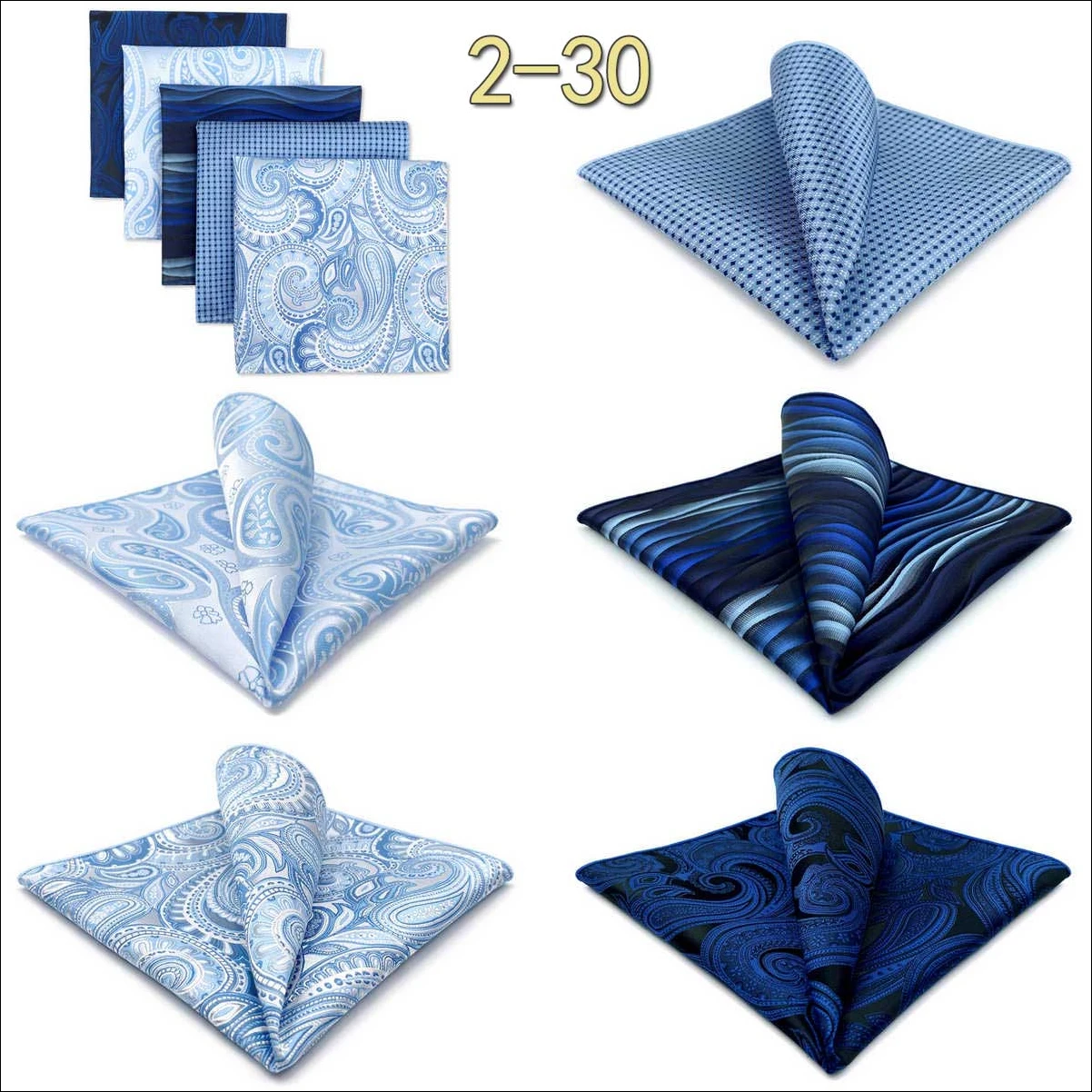 5 Pack Set Mens Pocket Square Handkerchief Multiple Designs Paisley Floral Solid Color Suit Towel Hanky Gentlemen Party Prom