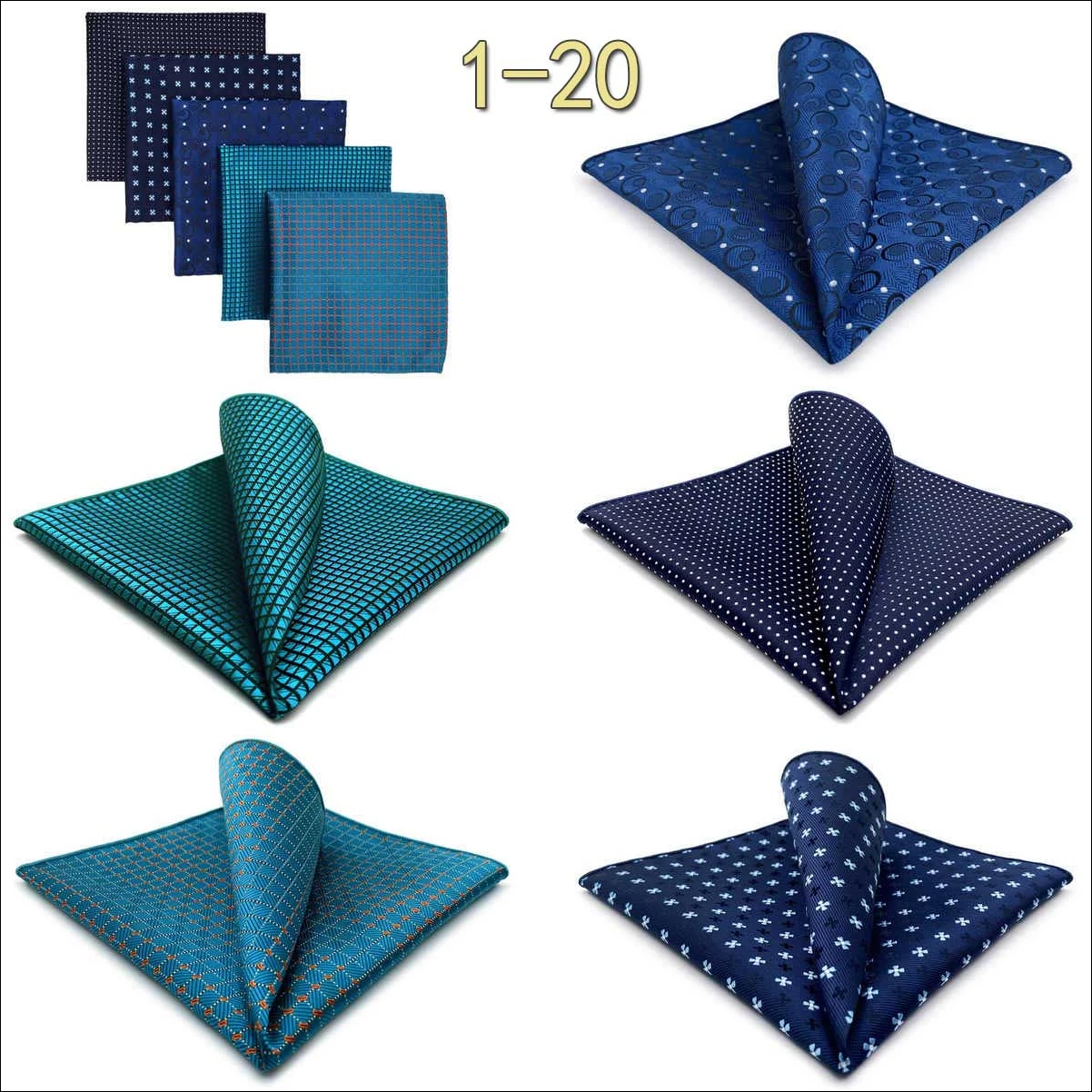 5 Pack Set Mens Pocket Square Handkerchief Multiple Designs Paisley Floral Solid Color Suit Towel Hanky Gentlemen Party Prom
