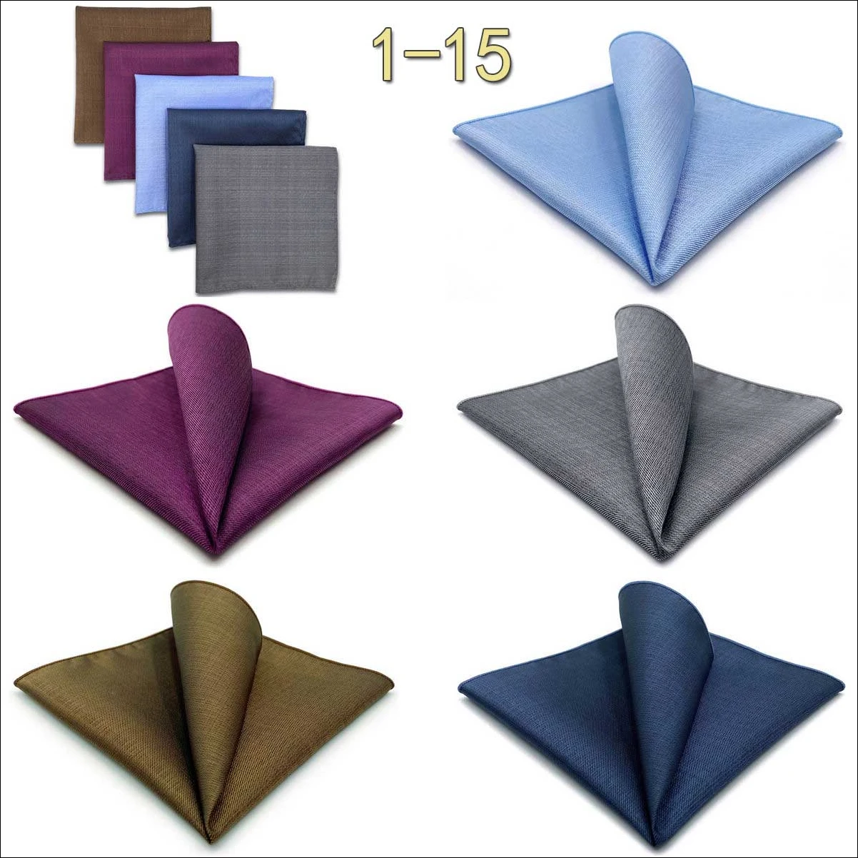 5 Pack Set Mens Pocket Square Handkerchief Multiple Designs Paisley Floral Solid Color Suit Towel Hanky Gentlemen Party Prom