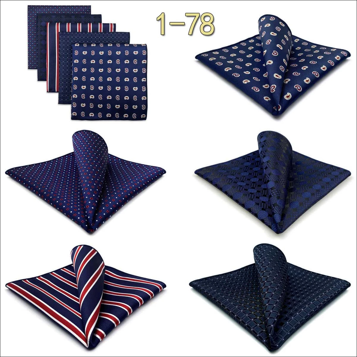5 Pack Set Mens Pocket Square Handkerchief Multiple Designs Paisley Floral Solid Color Suit Towel Hanky Gentlemen Party Prom