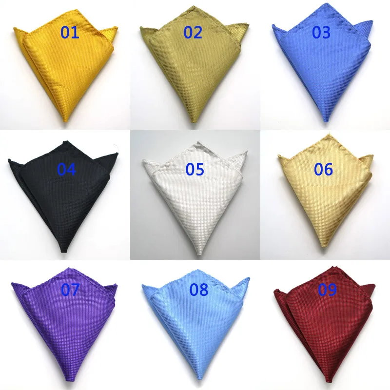Mixed 26pcs/ Lot Luxury Men's Handkerchief Solid Color Hankies Hanky Business Pocket Square Chest Towel