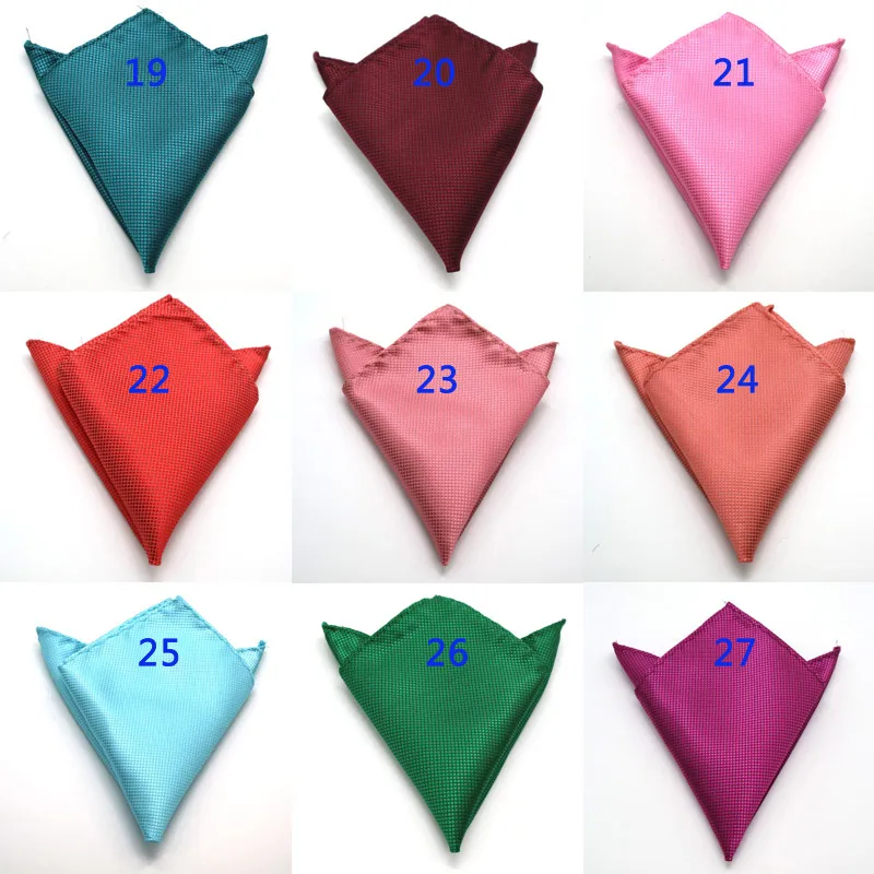 Mixed 26pcs/ Lot Luxury Men's Handkerchief Solid Color Hankies Hanky Business Pocket Square Chest Towel