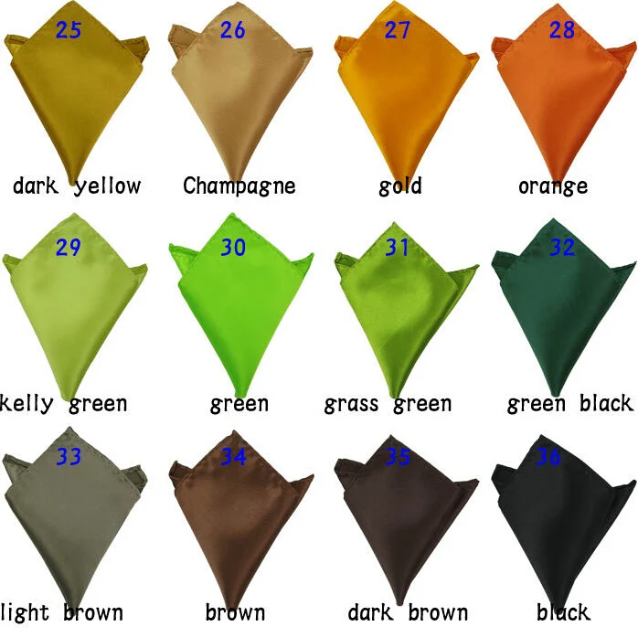 Mixed 26pcs/ Lot Luxury Men's Handkerchief Solid Color Hankies Hanky Business Pocket Square Chest Towel