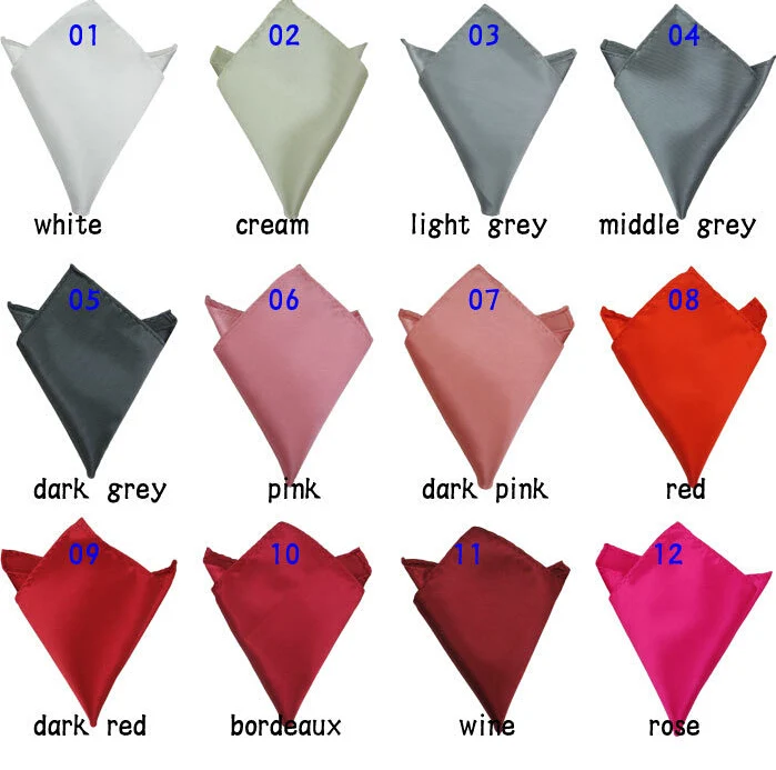 Mixed 26pcs/ Lot Luxury Men's Handkerchief Solid Color Hankies Hanky Business Pocket Square Chest Towel