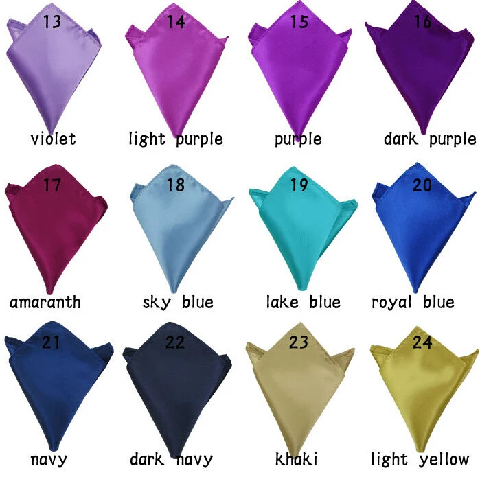 Mixed 26pcs/ Lot Luxury Men's Handkerchief Solid Color Hankies Hanky Business Pocket Square Chest Towel