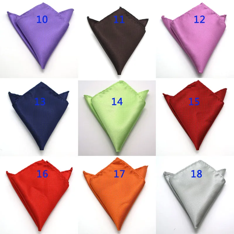 Mixed 26pcs/ Lot Luxury Men's Handkerchief Solid Color Hankies Hanky Business Pocket Square Chest Towel
