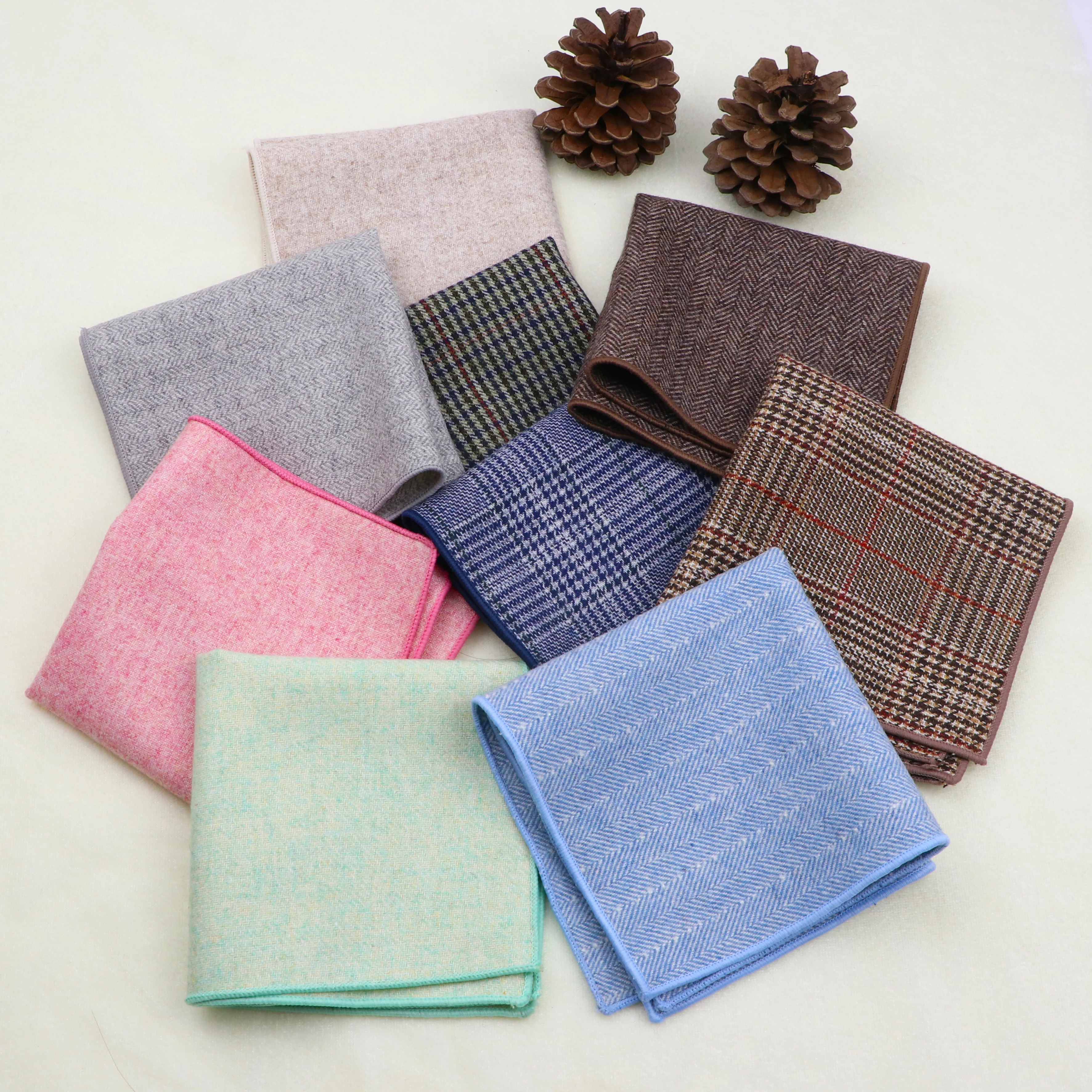 Men's and Women's Sunshine Style Wool Pocket Square Color Handkerchief Leisure Scarf 23cm