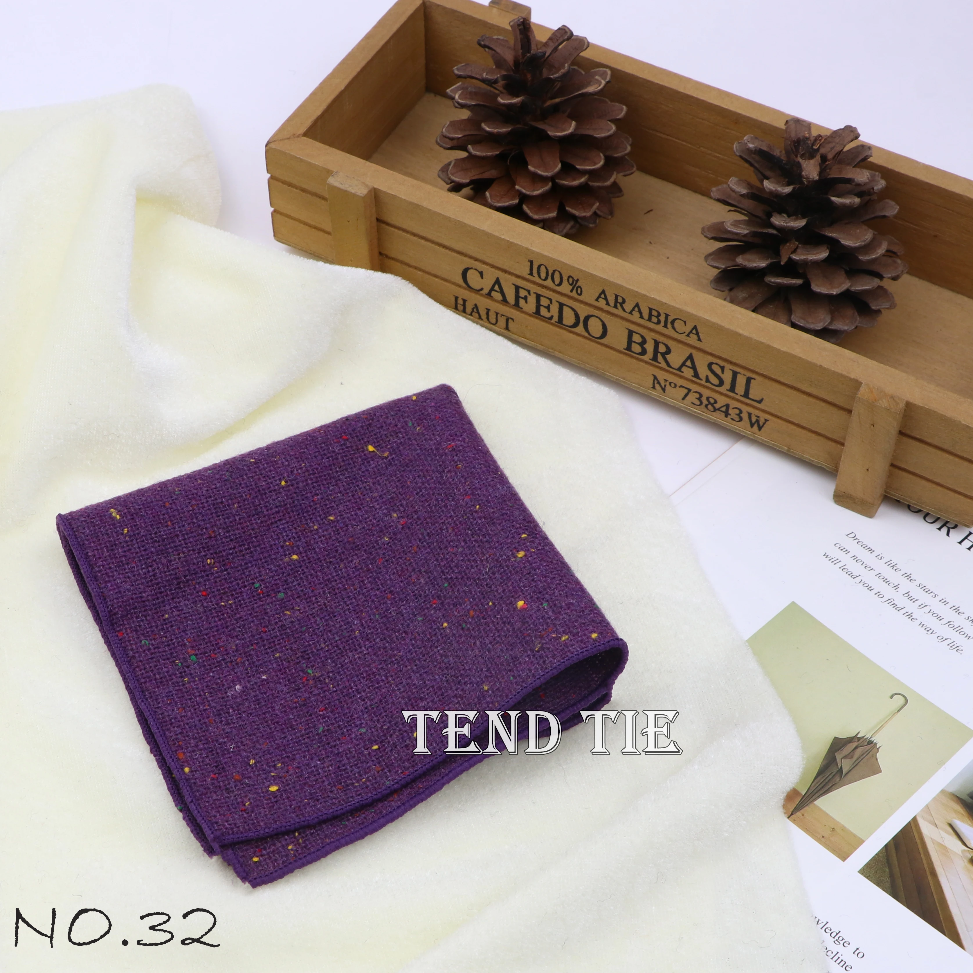 Men's and Women's Sunshine Style Wool Pocket Square Color Handkerchief Leisure Scarf 23cm