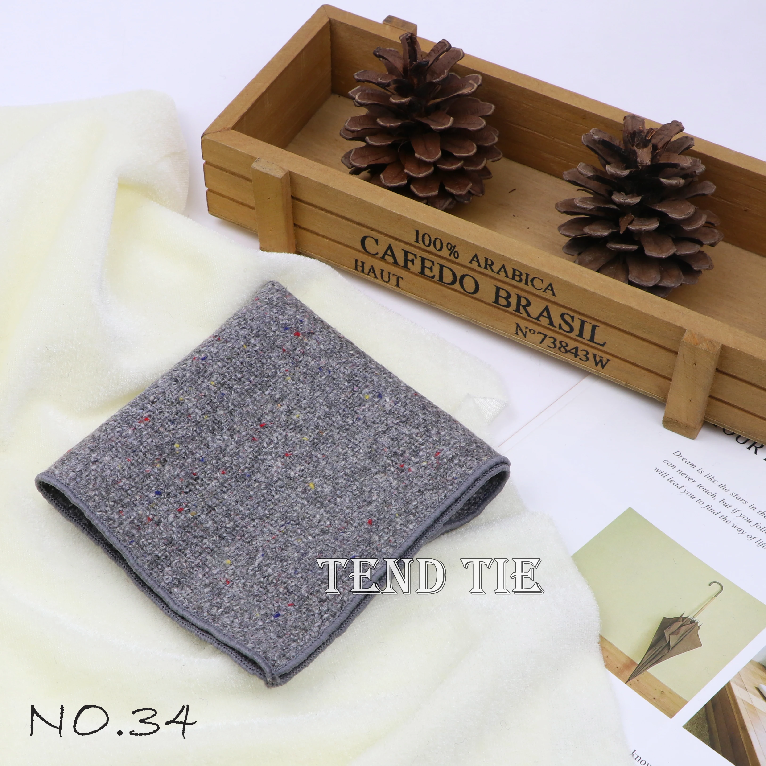 Men's and Women's Sunshine Style Wool Pocket Square Color Handkerchief Leisure Scarf 23cm