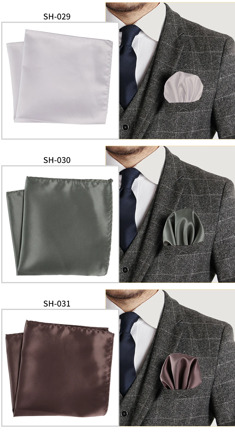 Tailor Smith 30x30cm Solid Colors Hankerchief Pocket Squares 31Colors Luxury Mens Silk Touch Soft Hankies Chest Towel