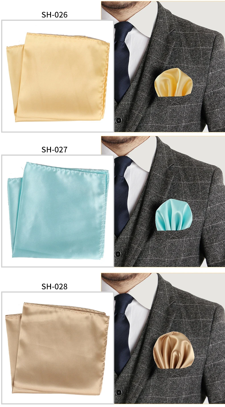 Tailor Smith 30x30cm Solid Colors Hankerchief Pocket Squares 31Colors Luxury Mens Silk Touch Soft Hankies Chest Towel