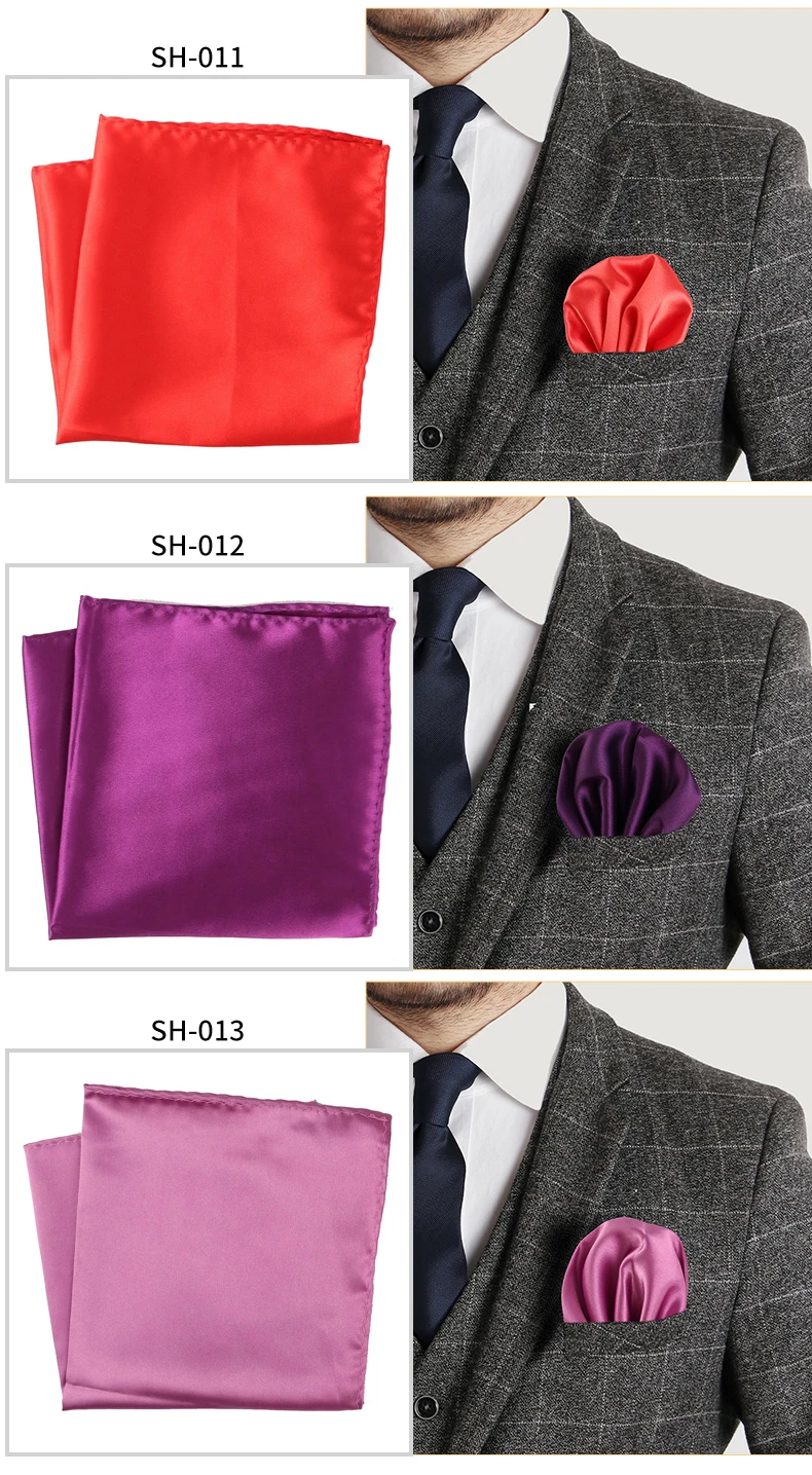 Tailor Smith 30x30cm Solid Colors Hankerchief Pocket Squares 31Colors Luxury Mens Silk Touch Soft Hankies Chest Towel
