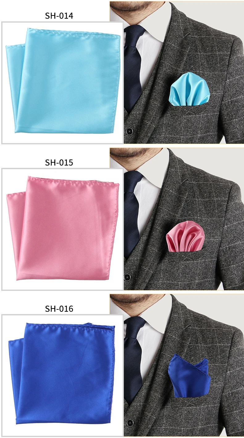 Tailor Smith 30x30cm Solid Colors Hankerchief Pocket Squares 31Colors Luxury Mens Silk Touch Soft Hankies Chest Towel