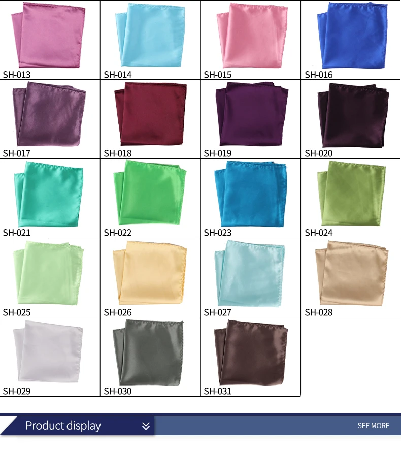 Tailor Smith 30x30cm Solid Colors Hankerchief Pocket Squares 31Colors Luxury Mens Silk Touch Soft Hankies Chest Towel