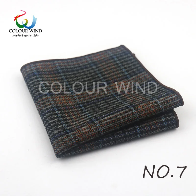 British Style Men's Wool 24*24CM Striped Cotton Handkerchief Vintage Hankies Pocket Square Set Neckwear Suit Accessories Pañuelo
