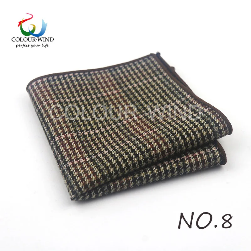 British Style Men's Wool 24*24CM Striped Cotton Handkerchief Vintage Hankies Pocket Square Set Neckwear Suit Accessories Pañuelo