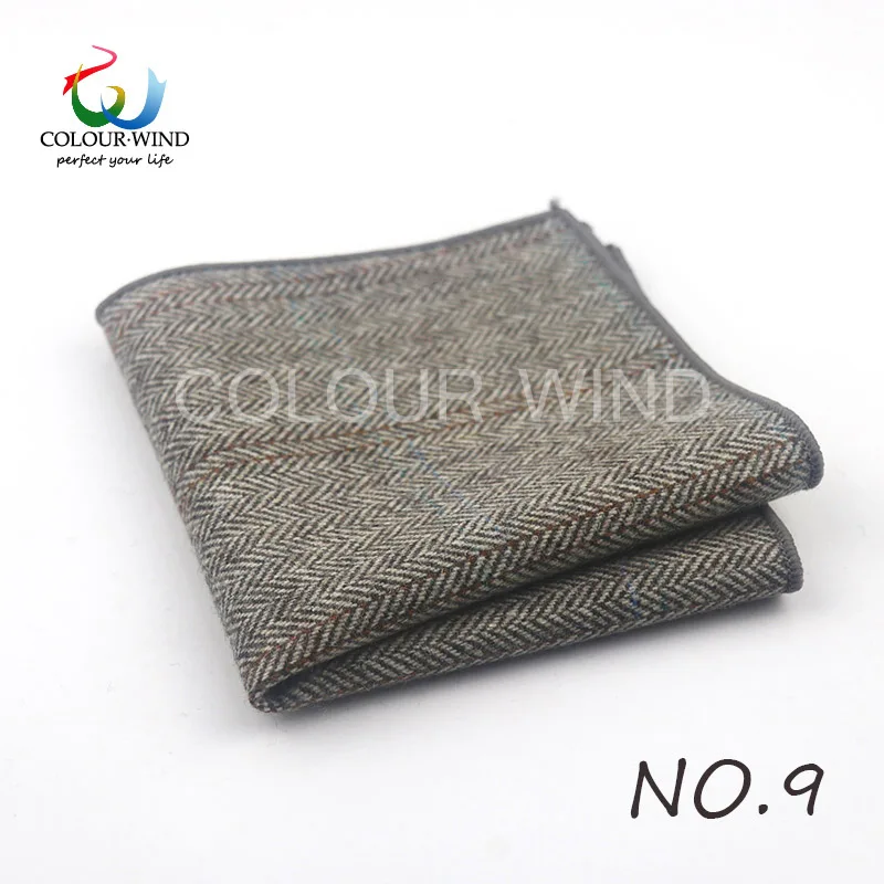 British Style Men's Wool 24*24CM Striped Cotton Handkerchief Vintage Hankies Pocket Square Set Neckwear Suit Accessories Pañuelo