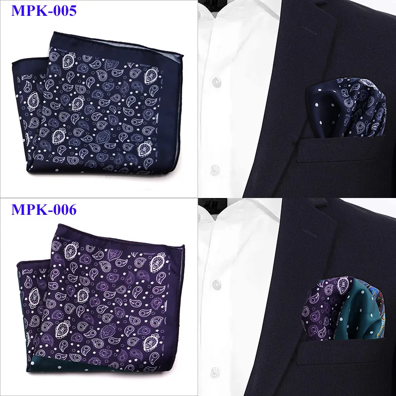 Design Pocket Square Handkerchief 23*23CM Paisley Dot Chest Hankies for Wedding Men's Suit Hanky Chest Towel