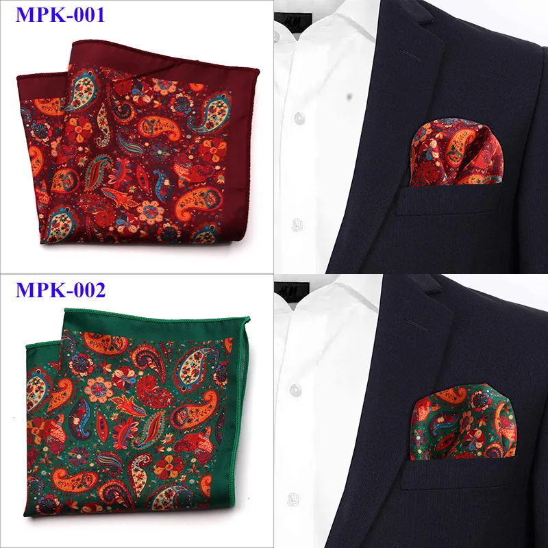 Design Pocket Square Handkerchief 23*23CM Paisley Dot Chest Hankies for Wedding Men's Suit Hanky Chest Towel