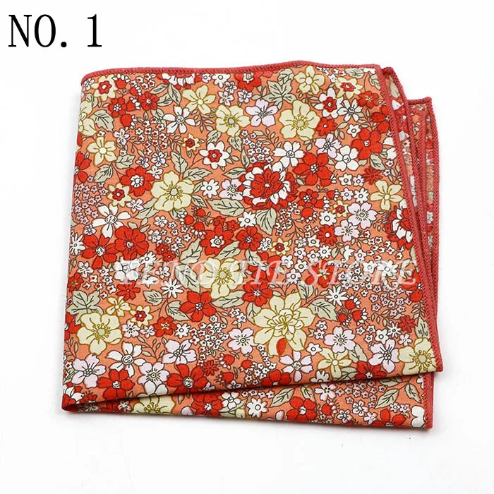 New Style Men's Hankerchief Scarves Tender Cotton Hankies Pocket Square Handkerchiefs Fashion Flower Wedding Accessories Gift
