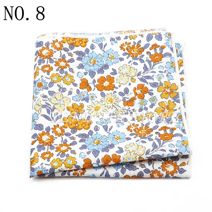 New Style Men's Hankerchief Scarves Tender Cotton Hankies Pocket Square Handkerchiefs Fashion Flower Wedding Accessories Gift