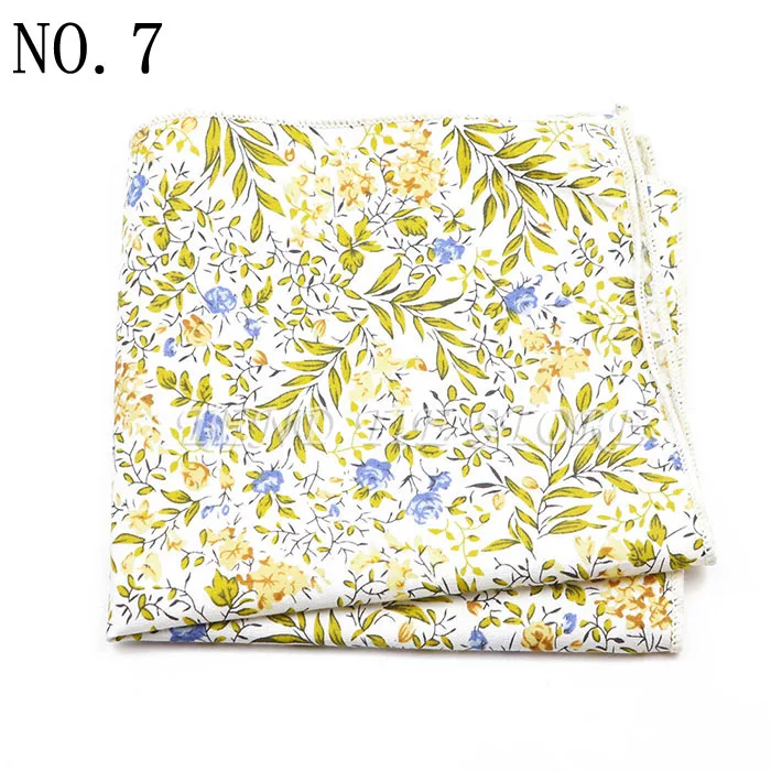 New Style Men's Hankerchief Scarves Tender Cotton Hankies Pocket Square Handkerchiefs Fashion Flower Wedding Accessories Gift