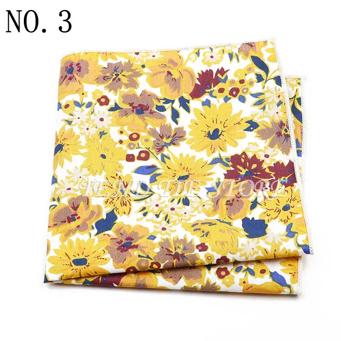 New Style Men's Hankerchief Scarves Tender Cotton Hankies Pocket Square Handkerchiefs Fashion Flower Wedding Accessories Gift