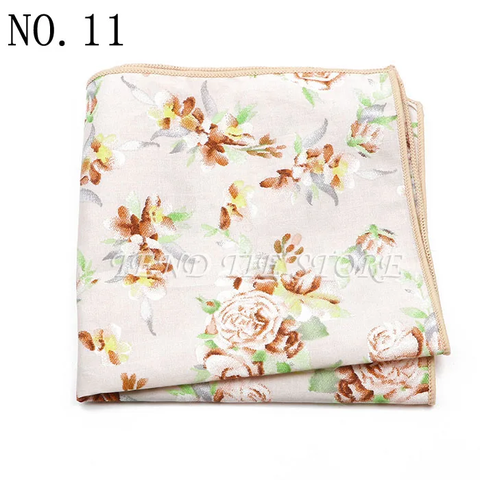 New Style Men's Hankerchief Scarves Tender Cotton Hankies Pocket Square Handkerchiefs Fashion Flower Wedding Accessories Gift