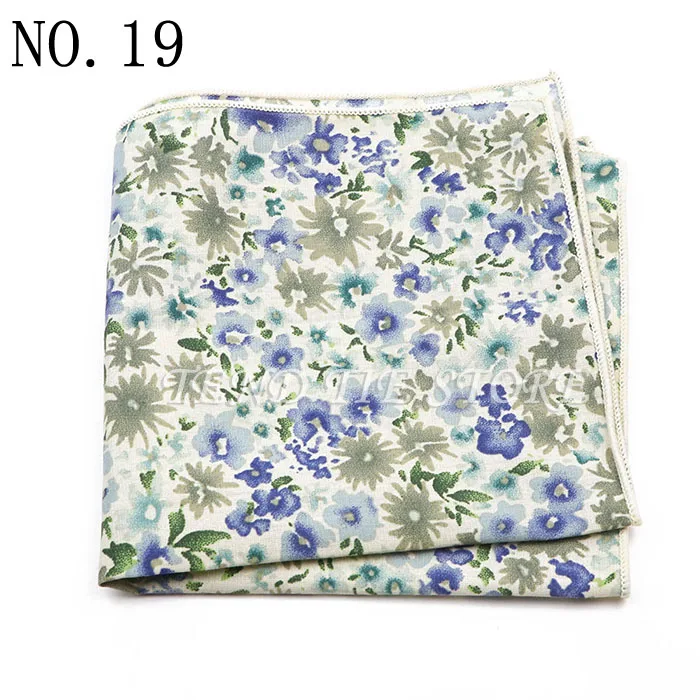 New Style Men's Hankerchief Scarves Tender Cotton Hankies Pocket Square Handkerchiefs Fashion Flower Wedding Accessories Gift