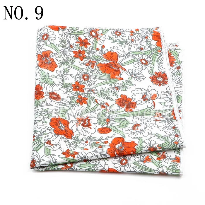New Style Men's Hankerchief Scarves Tender Cotton Hankies Pocket Square Handkerchiefs Fashion Flower Wedding Accessories Gift