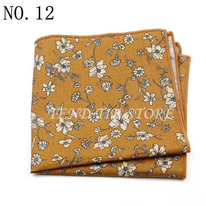 New Style Men's Hankerchief Scarves Tender Cotton Hankies Pocket Square Handkerchiefs Fashion Flower Wedding Accessories Gift