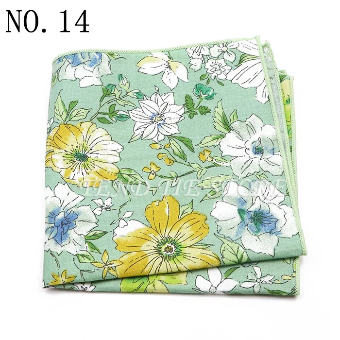 New Style Men's Hankerchief Scarves Tender Cotton Hankies Pocket Square Handkerchiefs Fashion Flower Wedding Accessories Gift