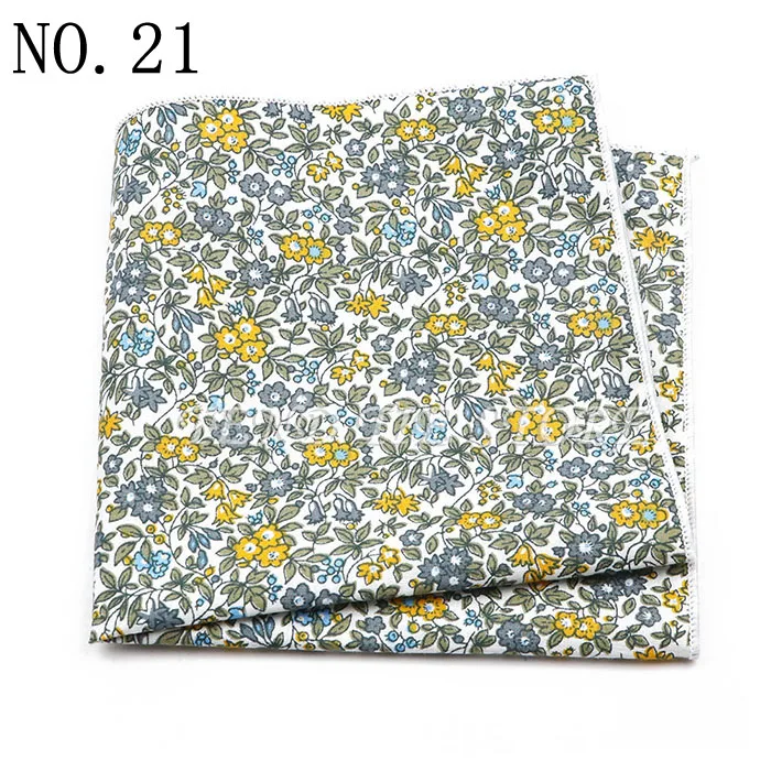 New Style Men's Hankerchief Scarves Tender Cotton Hankies Pocket Square Handkerchiefs Fashion Flower Wedding Accessories Gift
