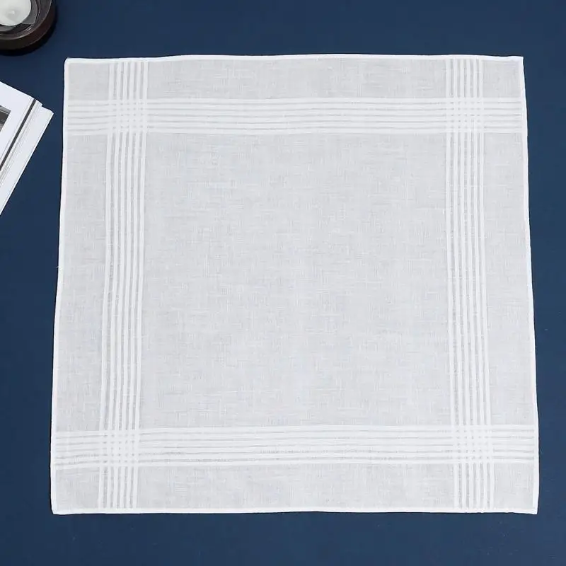 6/12Pcs Men's Pure White Handkerchiefs Women's Plain Handkerchiefs Pure Cotton Handkerchiefs Flap Pocket Pants Scarf