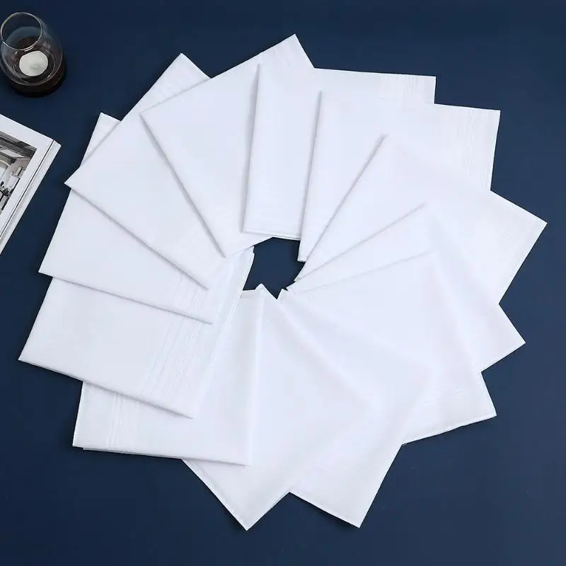 6/12Pcs Men's Pure White Handkerchiefs Women's Plain Handkerchiefs Pure Cotton Handkerchiefs Flap Pocket Pants Scarf