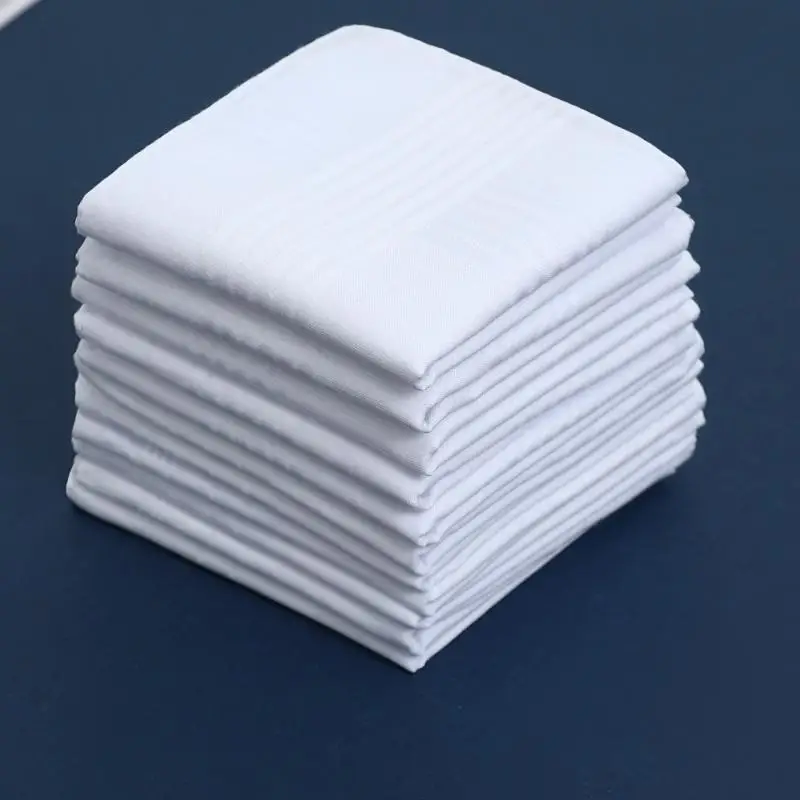 6/12Pcs Men's Pure White Handkerchiefs Women's Plain Handkerchiefs Pure Cotton Handkerchiefs Flap Pocket Pants Scarf