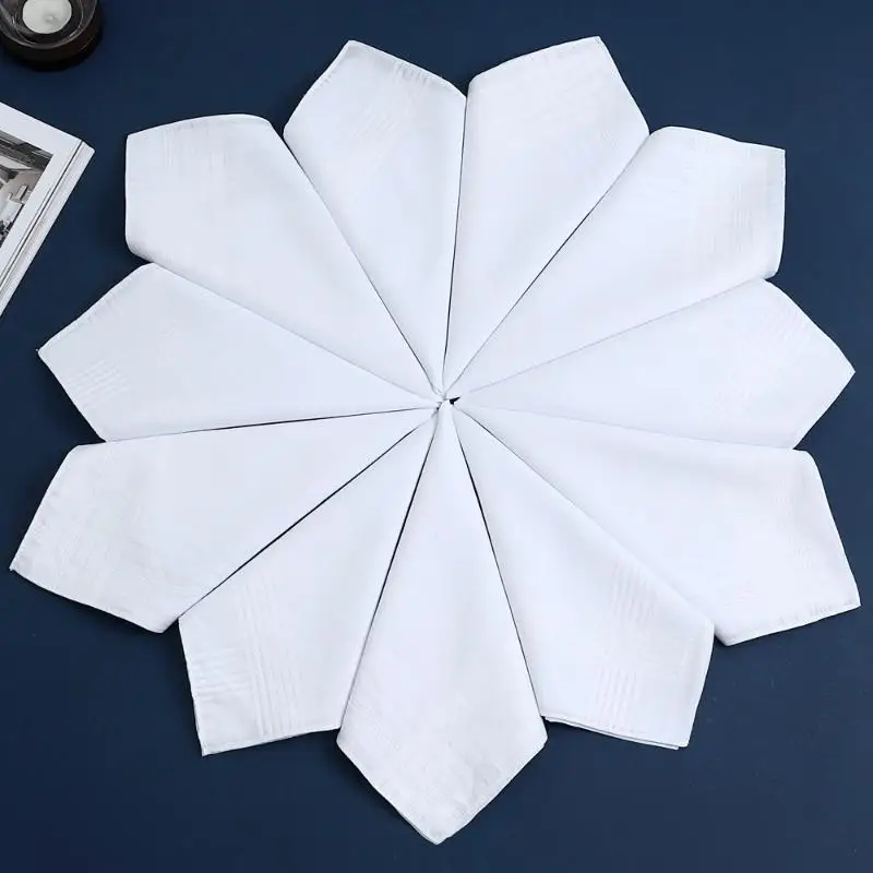 6/12Pcs Men's Pure White Handkerchiefs Women's Plain Handkerchiefs Pure Cotton Handkerchiefs Flap Pocket Pants Scarf