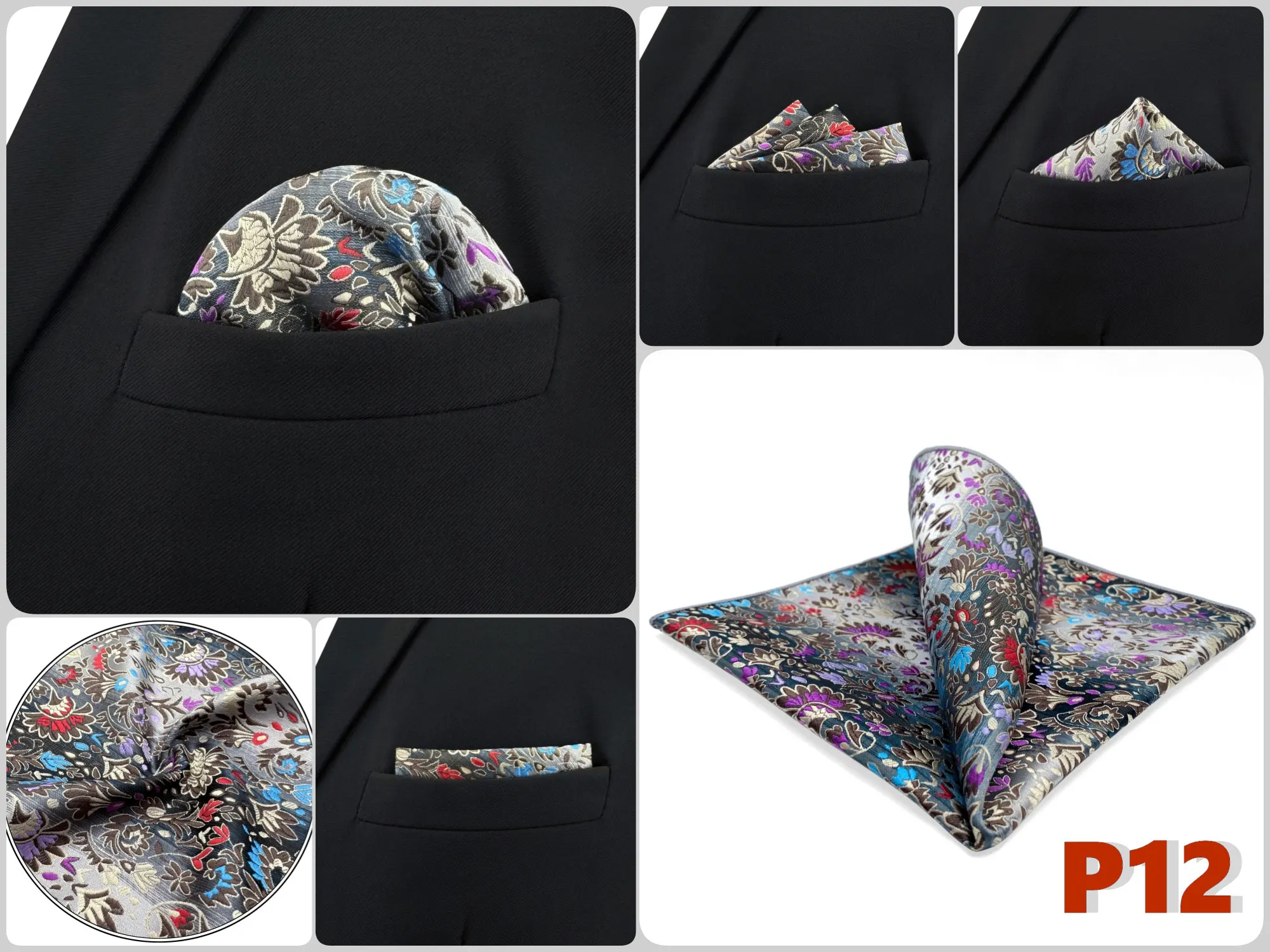 Men Pocket Square Handkerchief Multi Styles Paisley Floral Solid Jacquard Suit Pocket Towel Hanky Business Wedding Accessories