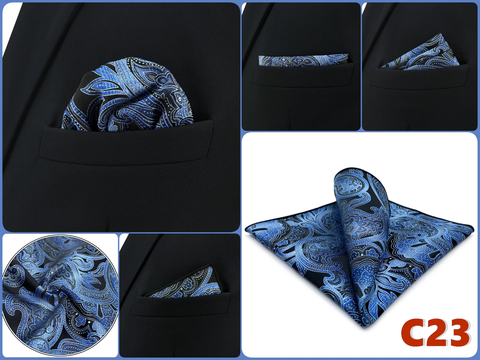 Men Pocket Square Handkerchief Multi Styles Paisley Floral Solid Jacquard Suit Pocket Towel Hanky Business Wedding Accessories