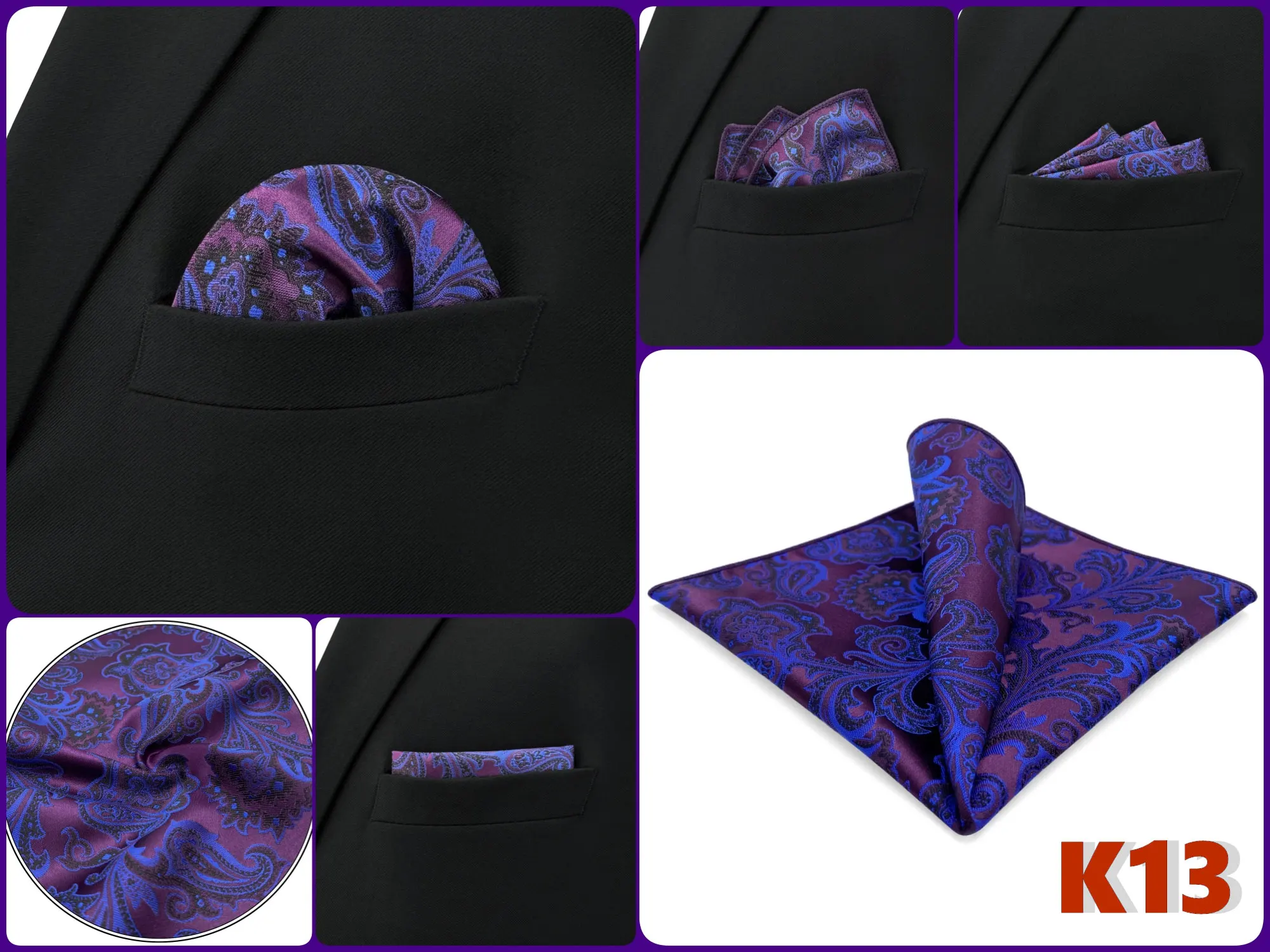 Men Pocket Square Handkerchief Multi Styles Paisley Floral Solid Jacquard Suit Pocket Towel Hanky Business Wedding Accessories