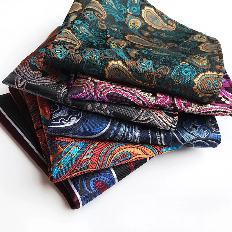 41 Colors 25*25cm Men's Business Suits Pocket Square Handkerchiefs for Wedding Paisley Dot Stripes Hankies Mens Pocket Towel
