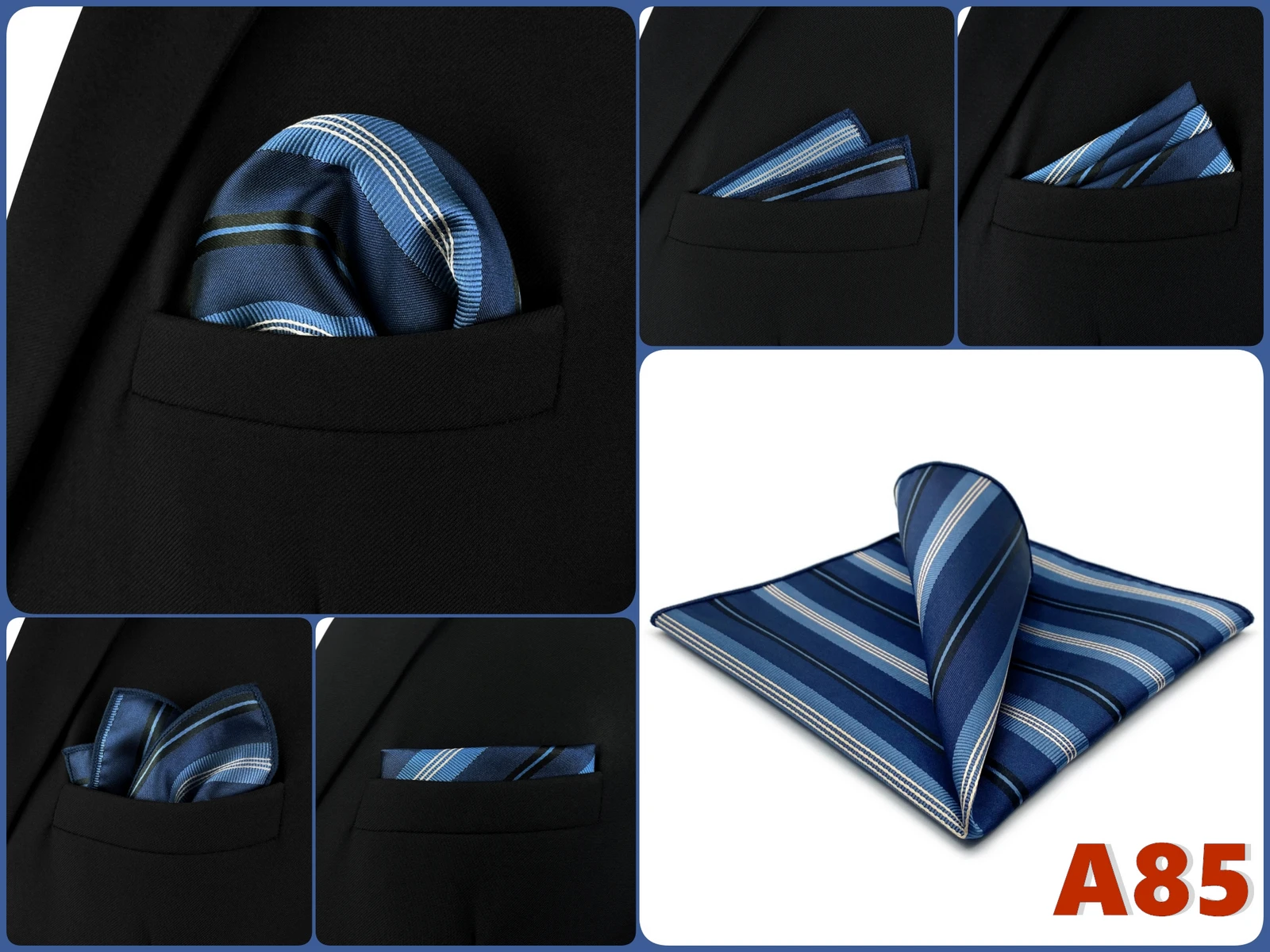 Luxury Mens Pocket Square Handkerchief Blue Navy Brown Paisley Jacquard Suit Hanky Large Classic Gentlemen Wedding Party Gift