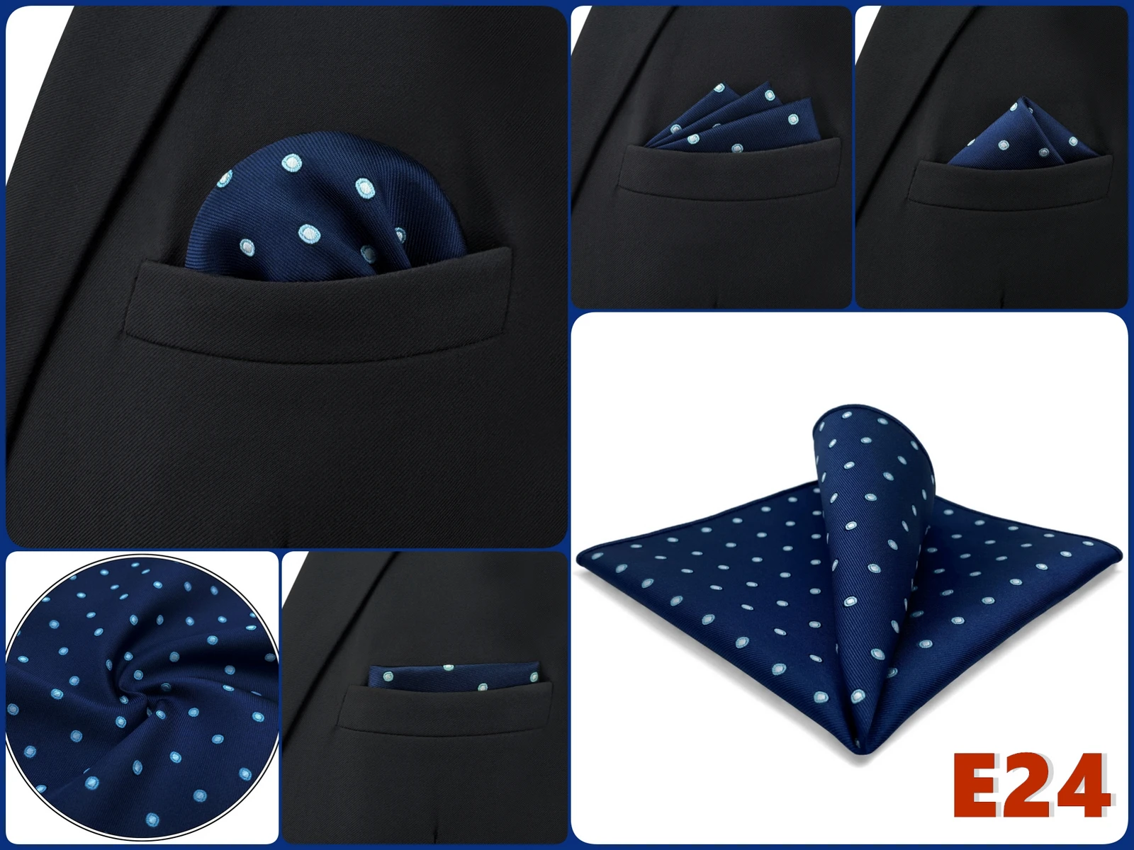 Luxury Mens Pocket Square Handkerchief Blue Navy Brown Paisley Jacquard Suit Hanky Large Classic Gentlemen Wedding Party Gift