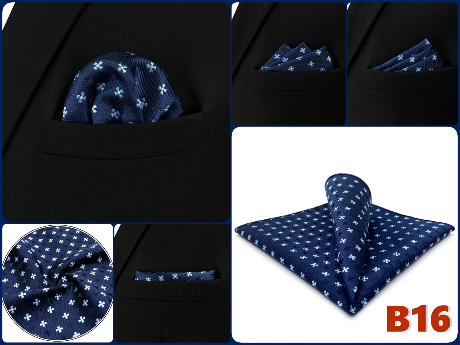 Luxury Mens Pocket Square Handkerchief Blue Navy Brown Paisley Jacquard Suit Hanky Large Classic Gentlemen Wedding Party Gift