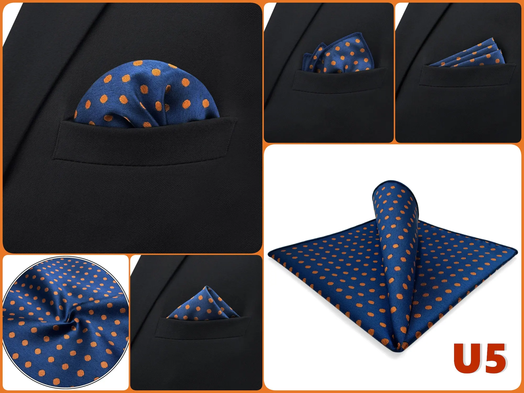 Luxury Mens Pocket Square Handkerchief Blue Navy Brown Paisley Jacquard Suit Hanky Large Classic Gentlemen Wedding Party Gift