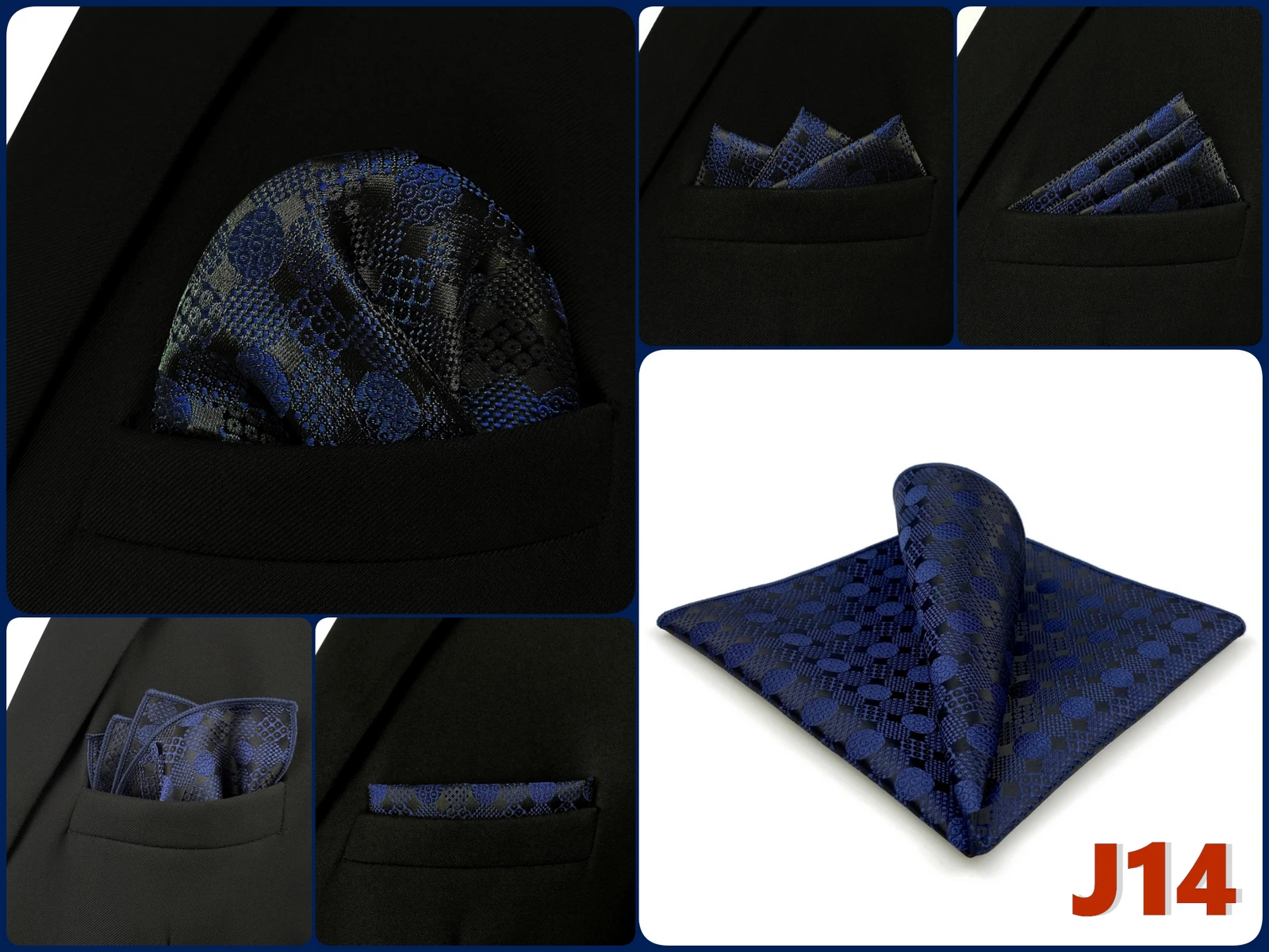 Luxury Mens Pocket Square Handkerchief Blue Navy Brown Paisley Jacquard Suit Hanky Large Classic Gentlemen Wedding Party Gift
