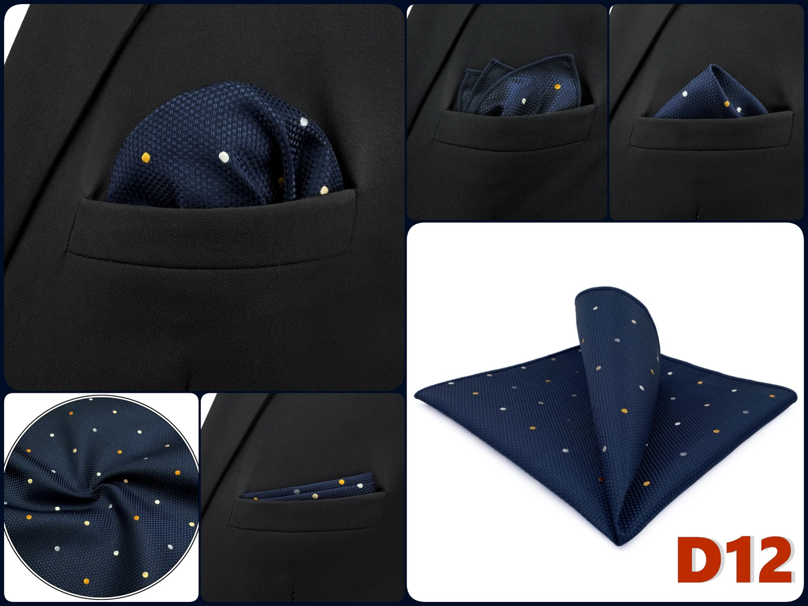 Luxury Mens Pocket Square Handkerchief Blue Navy Brown Paisley Jacquard Suit Hanky Large Classic Gentlemen Wedding Party Gift
