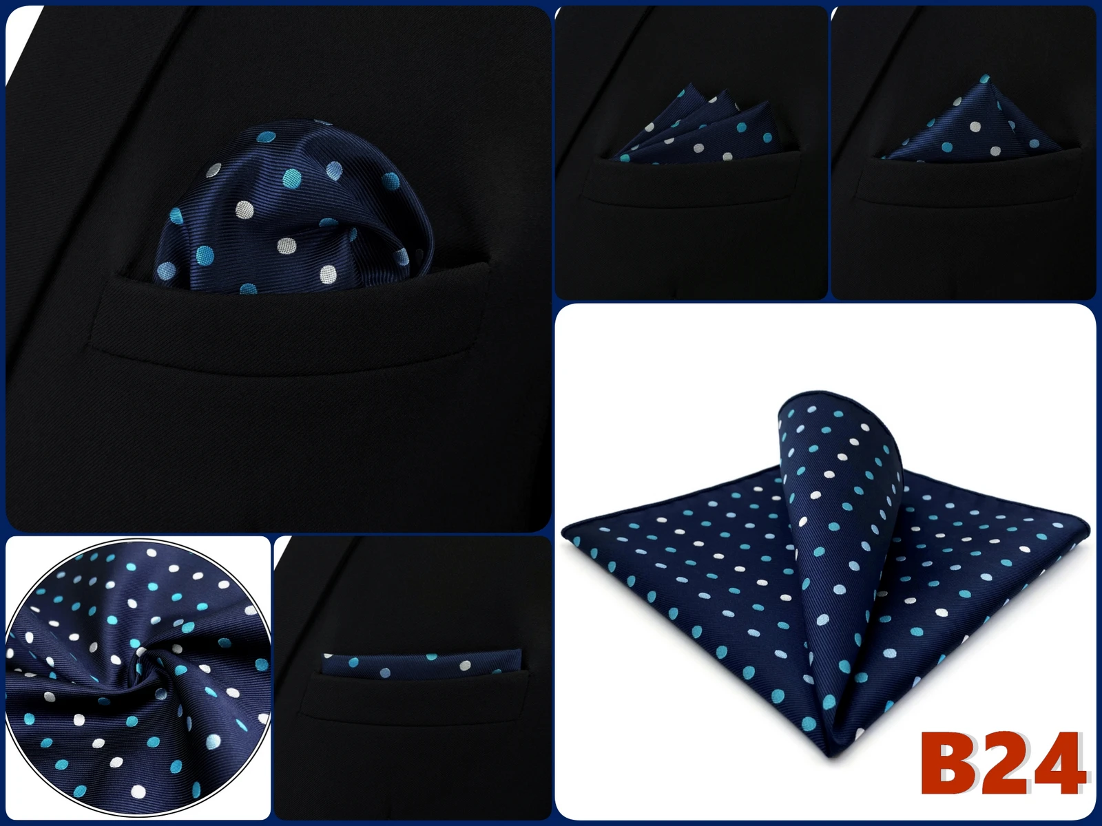 Luxury Mens Pocket Square Handkerchief Blue Navy Brown Paisley Jacquard Suit Hanky Large Classic Gentlemen Wedding Party Gift