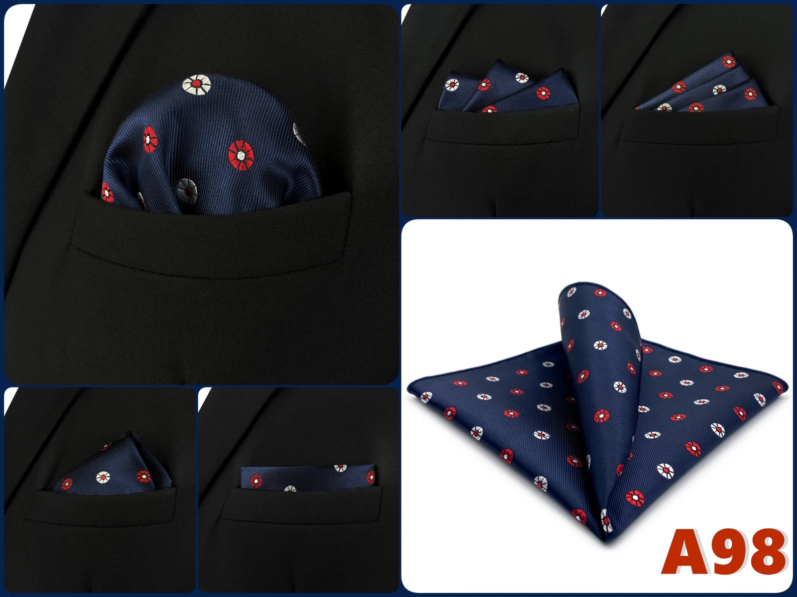 Luxury Mens Pocket Square Handkerchief Blue Navy Brown Paisley Jacquard Suit Hanky Large Classic Gentlemen Wedding Party Gift